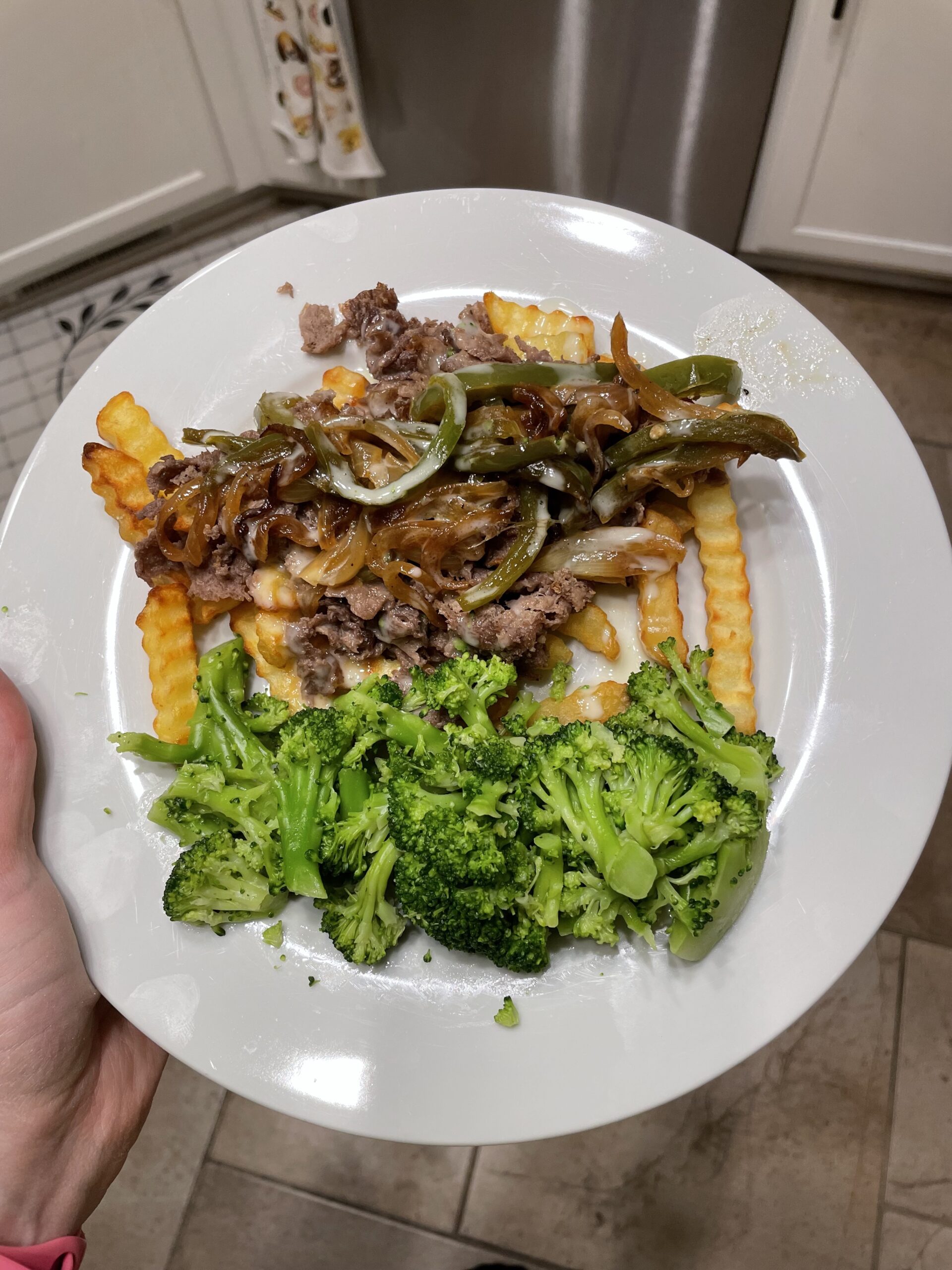 Low Calorie and Macro Friendly Philly Cheesesteak Fries