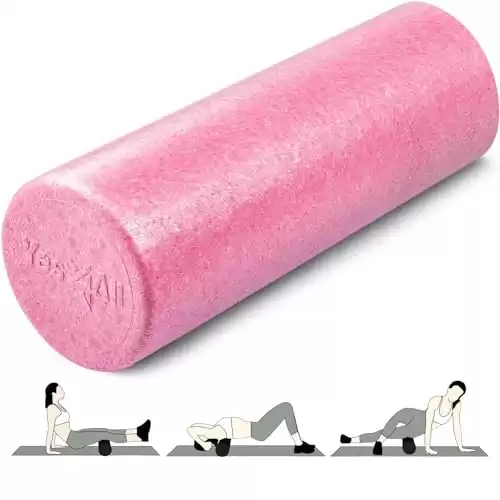 Yes4All High Density Foam Roller for Back, Variety of Sizes & Colors for Yoga, Pilates - Fuschia Rose - 18 Inches