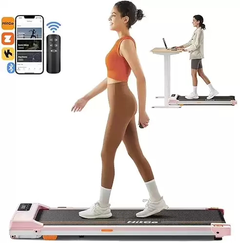 Under Desk Treadmill, 2 in 1 Walking Pad for Walking and Jogging, Portable Walking Pad Treadmill with Remote Control & App, 2.5HP Compact Walking Pad for Home Office