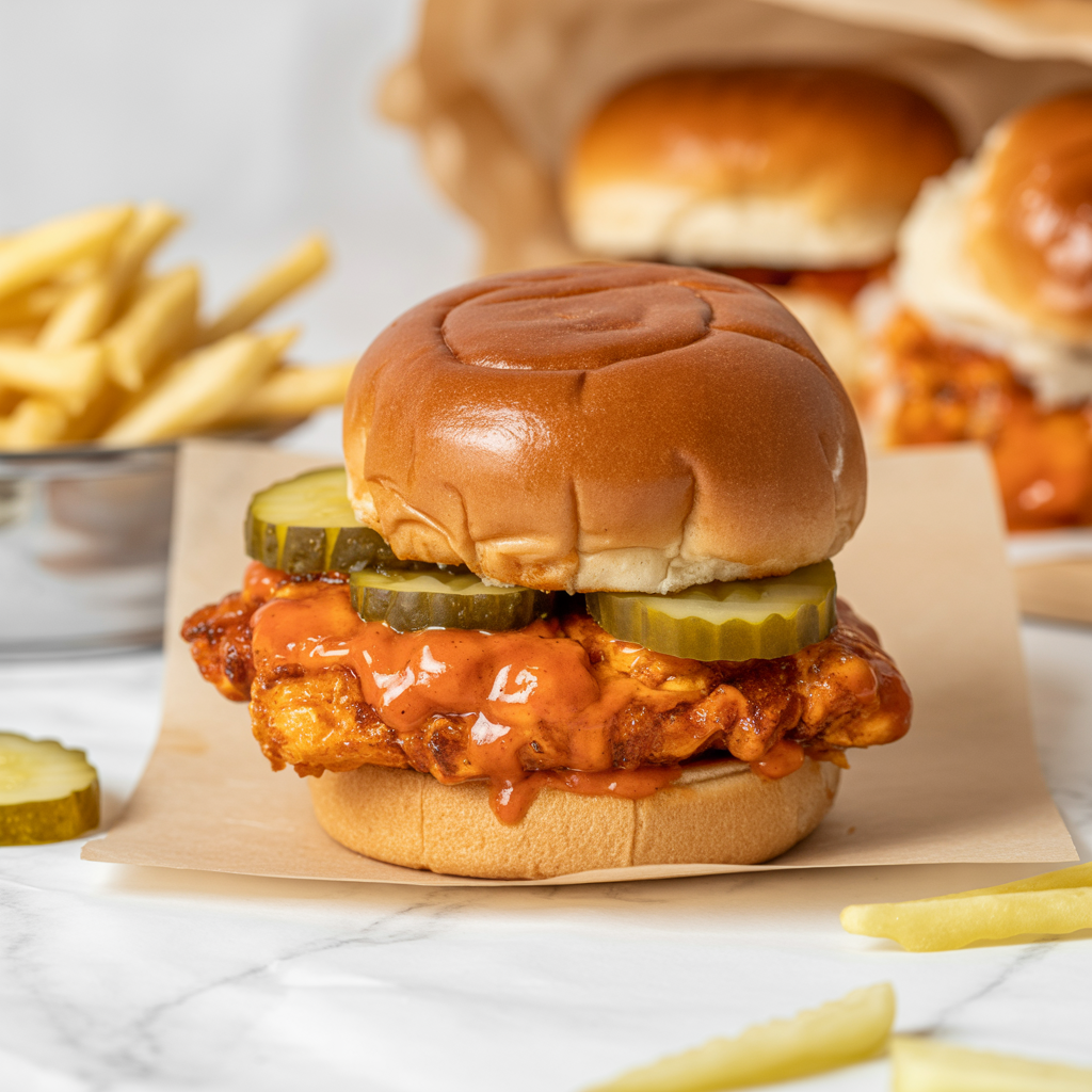 Gluten Free Nashville Hot Chicken Sandwiches (Family Style + Adjustable Heat)